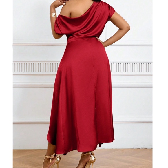 Elegant Formal Dress One Shoulder High Low Evening Party Dress